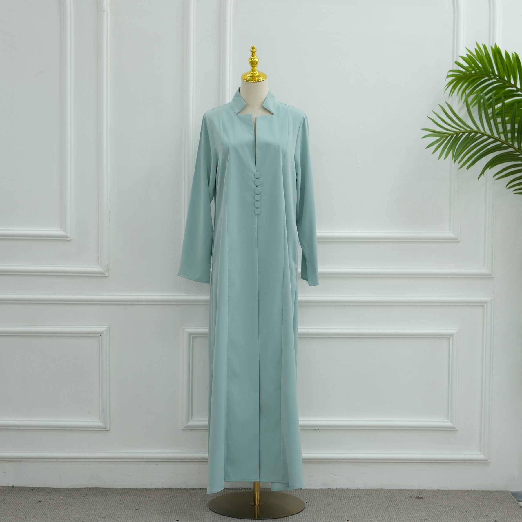 LM312 Cardigan Col Blazer Modeste avec Ensemble Hijab - Abaya 2 Pièces Boutonnée Devant pour Femmes Musulmanes