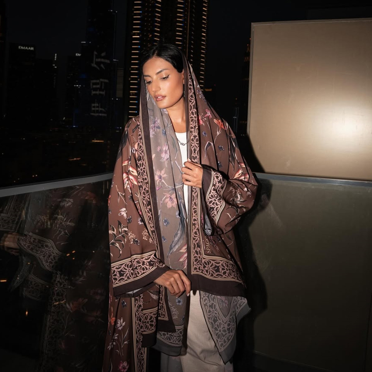 LM326 Cardigan Abaya Imprimé avec Hijab - Mode Islamique Modeste Femmes Musulmanes