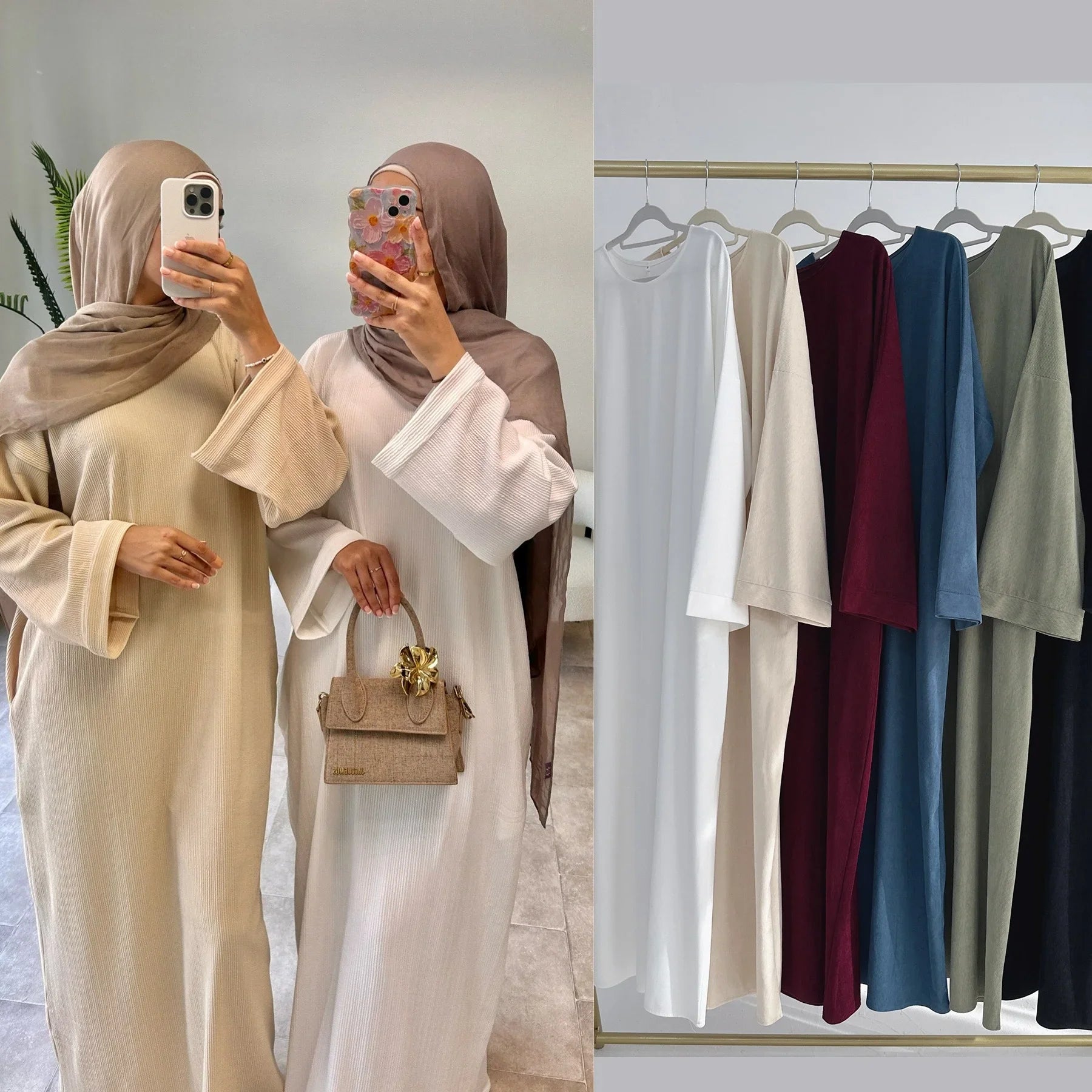 LM092 Robe Abaya Ample pour Femmes – Grande Taille, Manches Ballon, Vêtement Islamique Modeste Longueur Totale