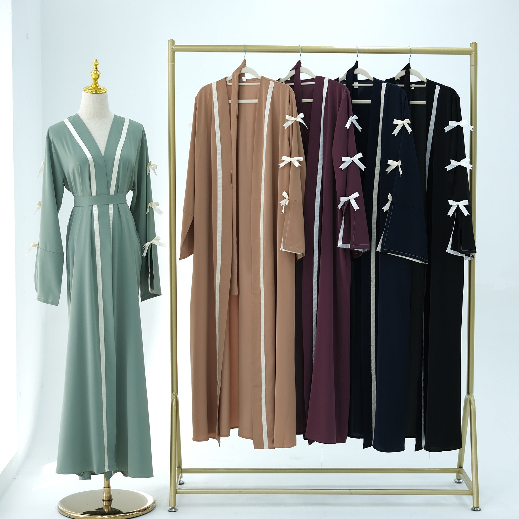 LM316 Cardigan Nœud Élégant - Vêtement Extérieur Modeste Premium