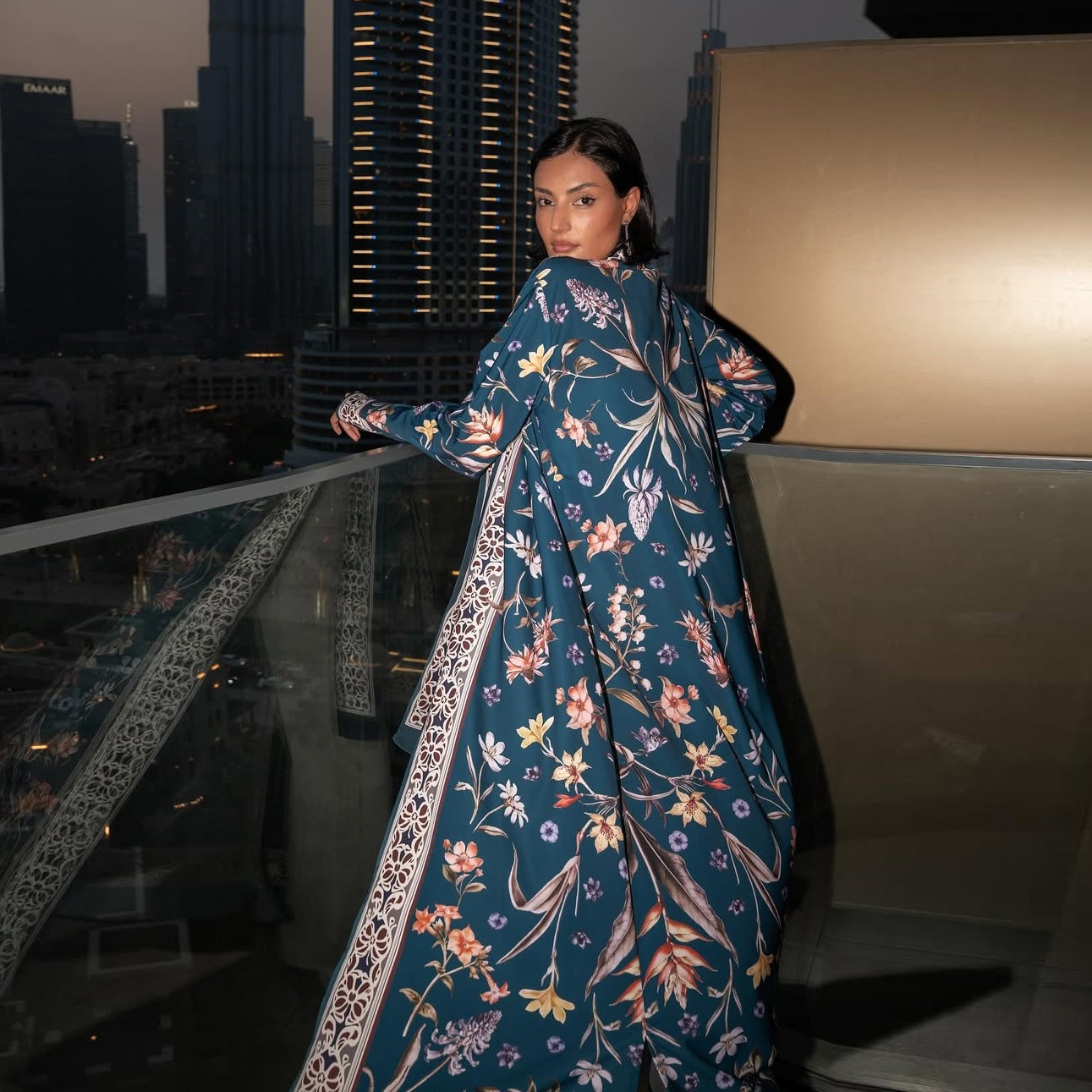 LM326 Cardigan Abaya Imprimé avec Hijab - Mode Islamique Modeste Femmes Musulmanes