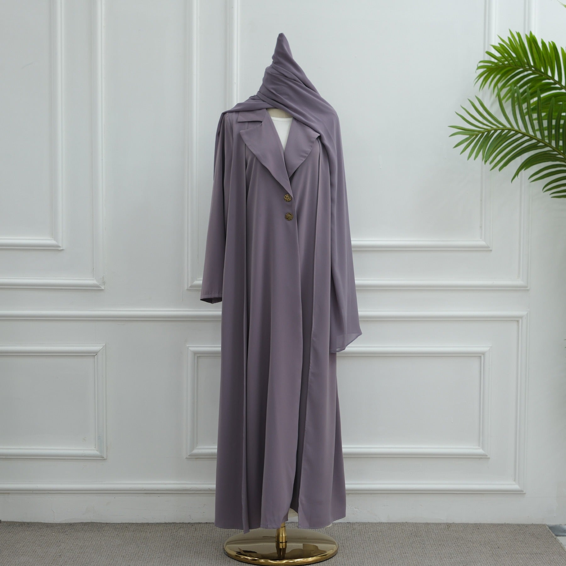 LM313 Cardigan Col Blazer Élégant avec Ensemble Hijab - Tenue Modeste 2 Pièces pour Femmes Musulmanes
