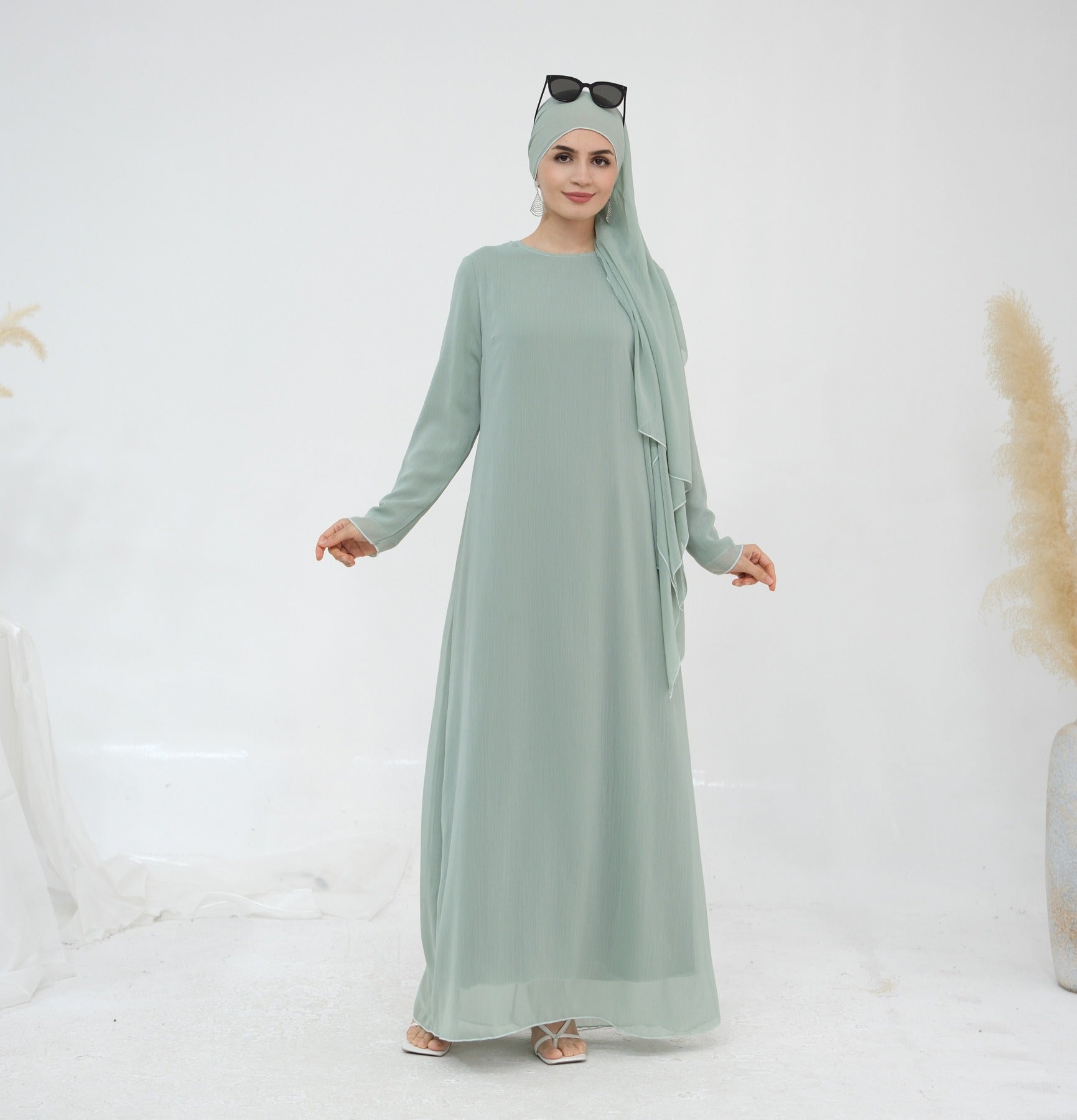 LM323 Ensemble Robe Abaya Musulmane avec Hijab - Mode Islamique Modeste