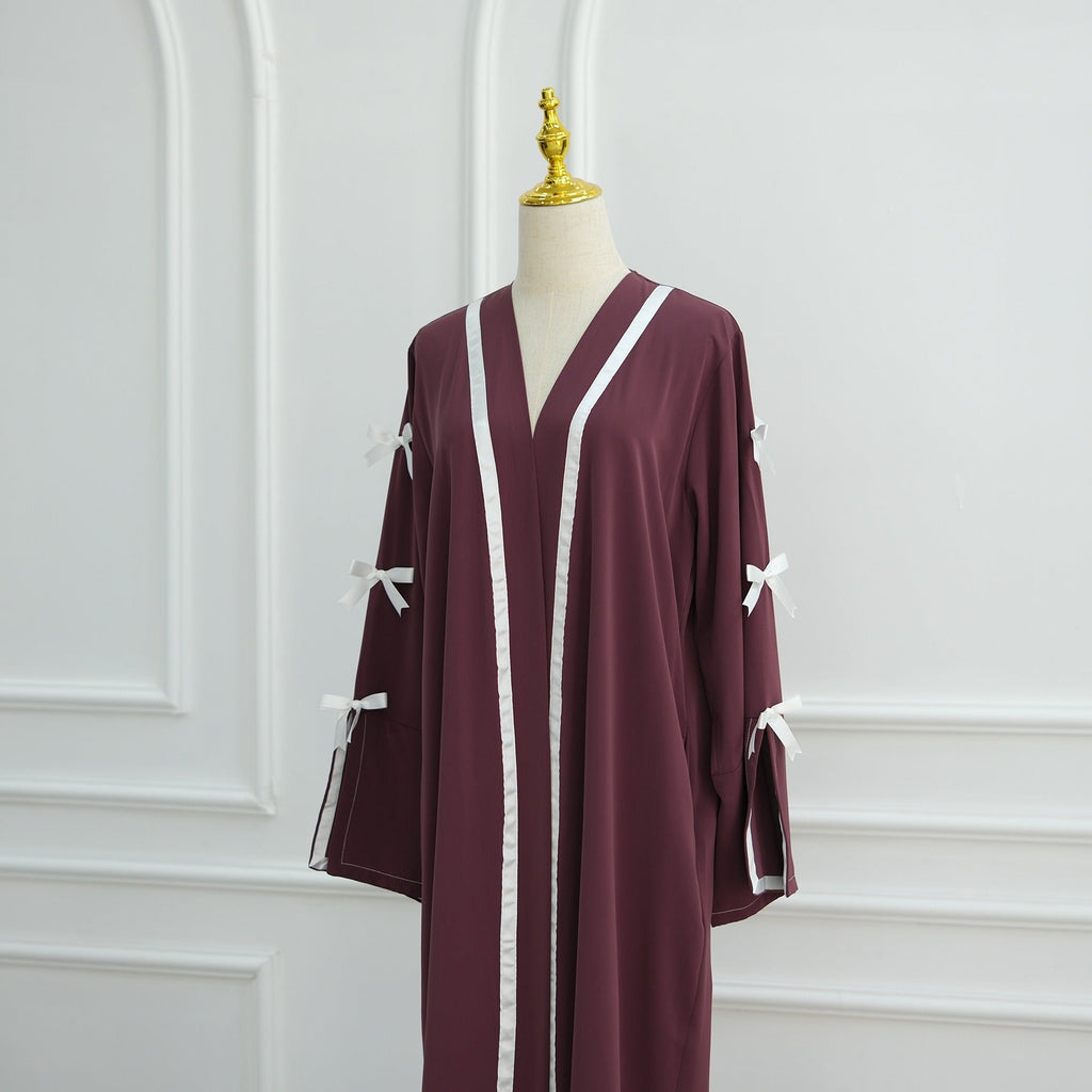 LM316 Cardigan Nœud Élégant - Vêtement Extérieur Modeste Premium