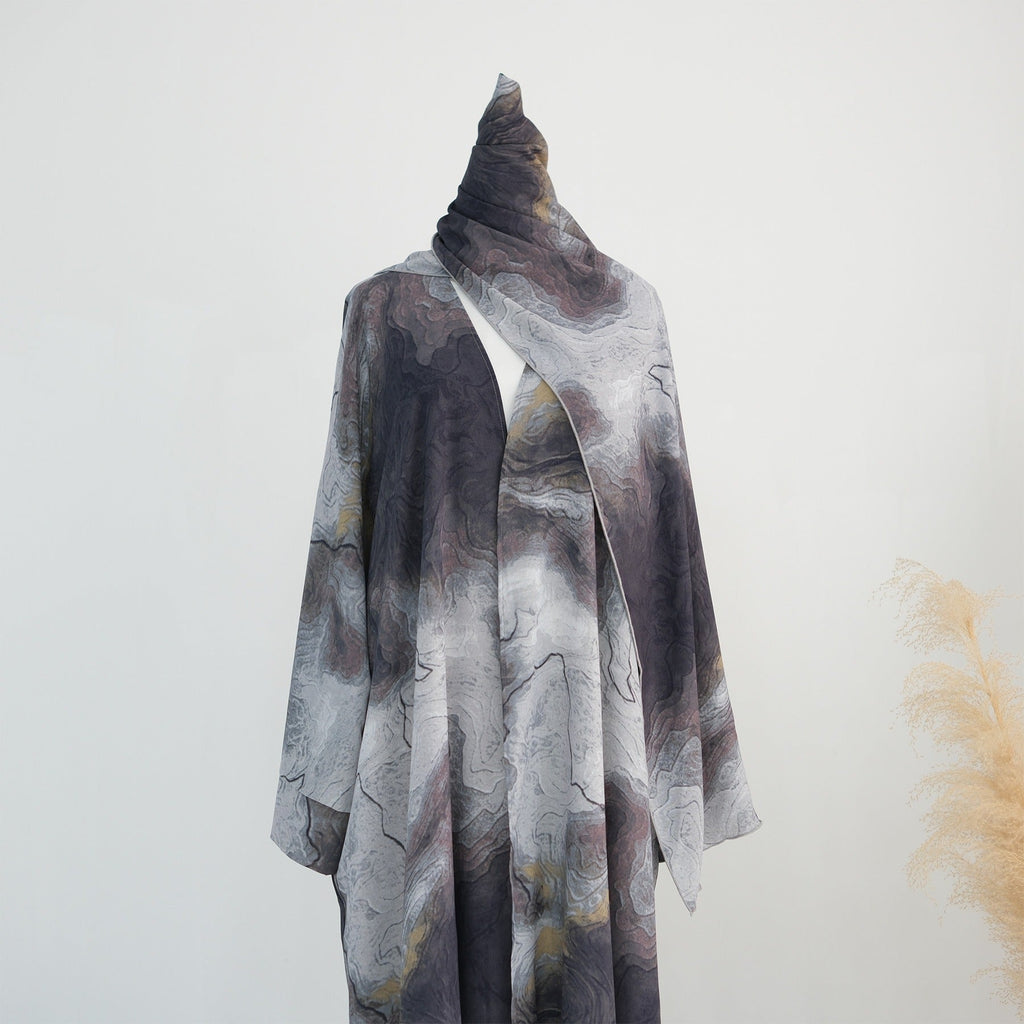 LM317 Ensemble Cardigan Imprimé & Hijab - Mode Modeste 2 Pièces