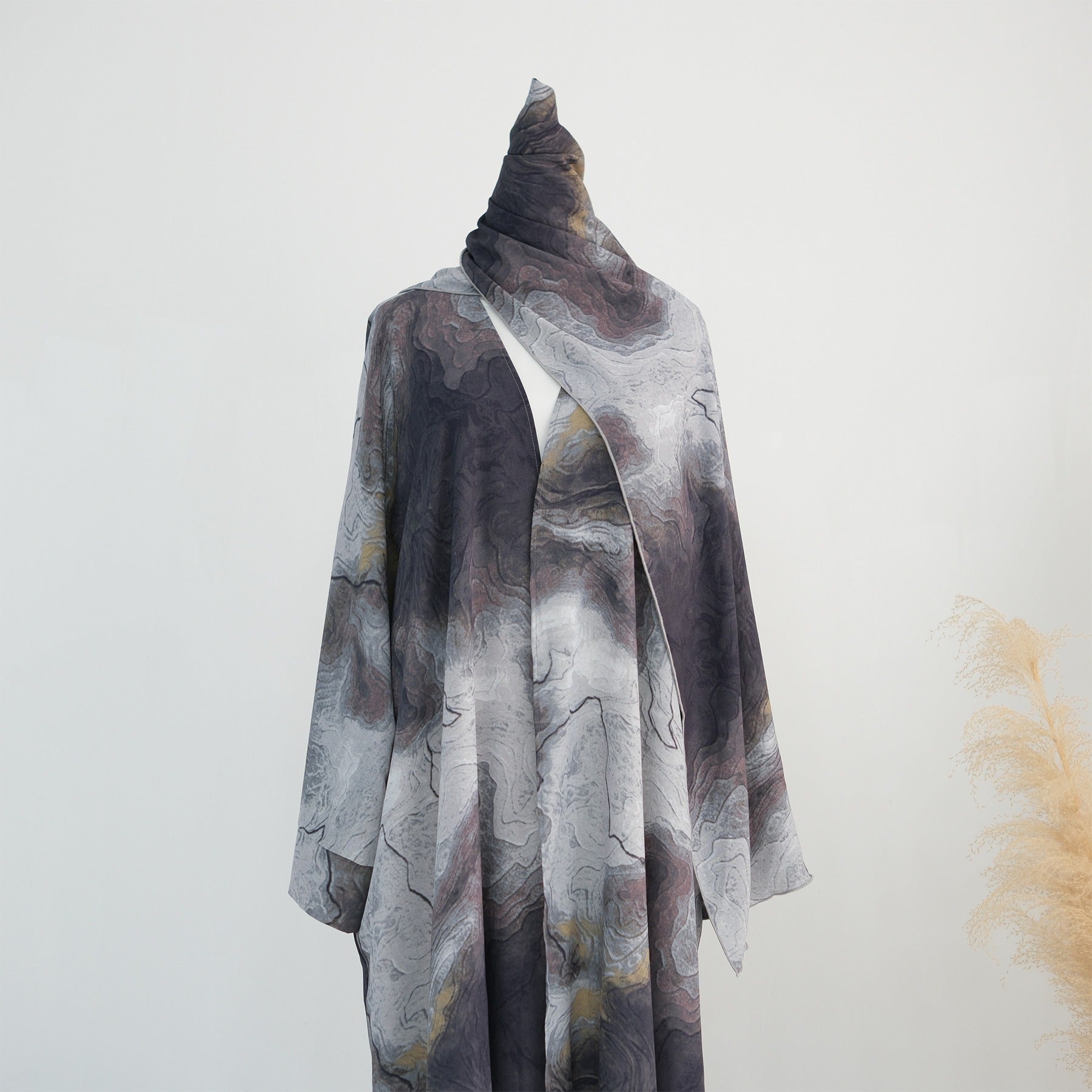 LM317 Ensemble Cardigan Imprimé & Hijab - Mode Modeste 2 Pièces