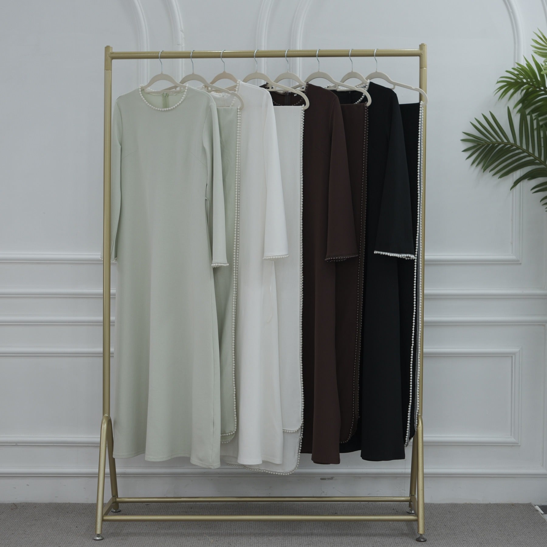 LM320 Ensemble Châle Perlé & Robe Manches Longues - Mode Modeste 2 Pièces