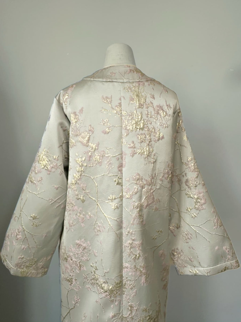 LM178 Robe Abaya Kimono Rose Sakura – Tenue Modeste Brodée pour Aïd & Mariages