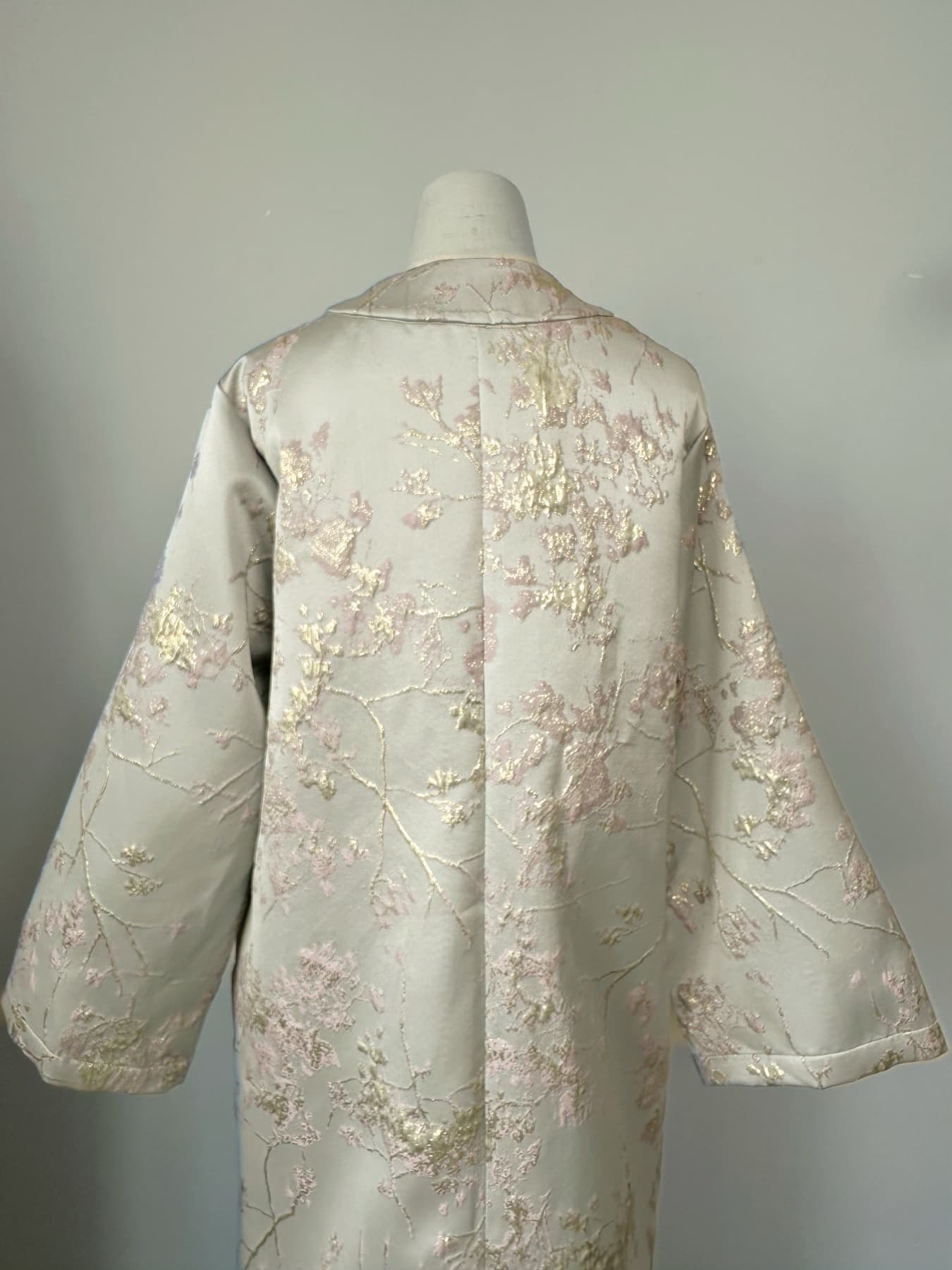 LM178 Robe Abaya Kimono Rose Sakura – Tenue Modeste Brodée pour Aïd & Mariages