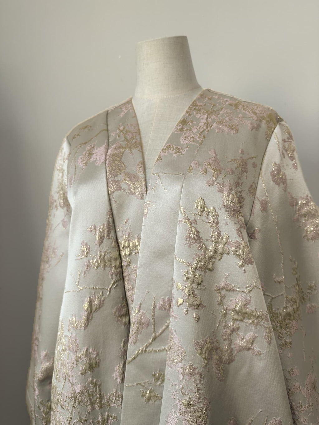 LM178 Robe Abaya Kimono Rose Sakura – Tenue Modeste Brodée pour Aïd & Mariages