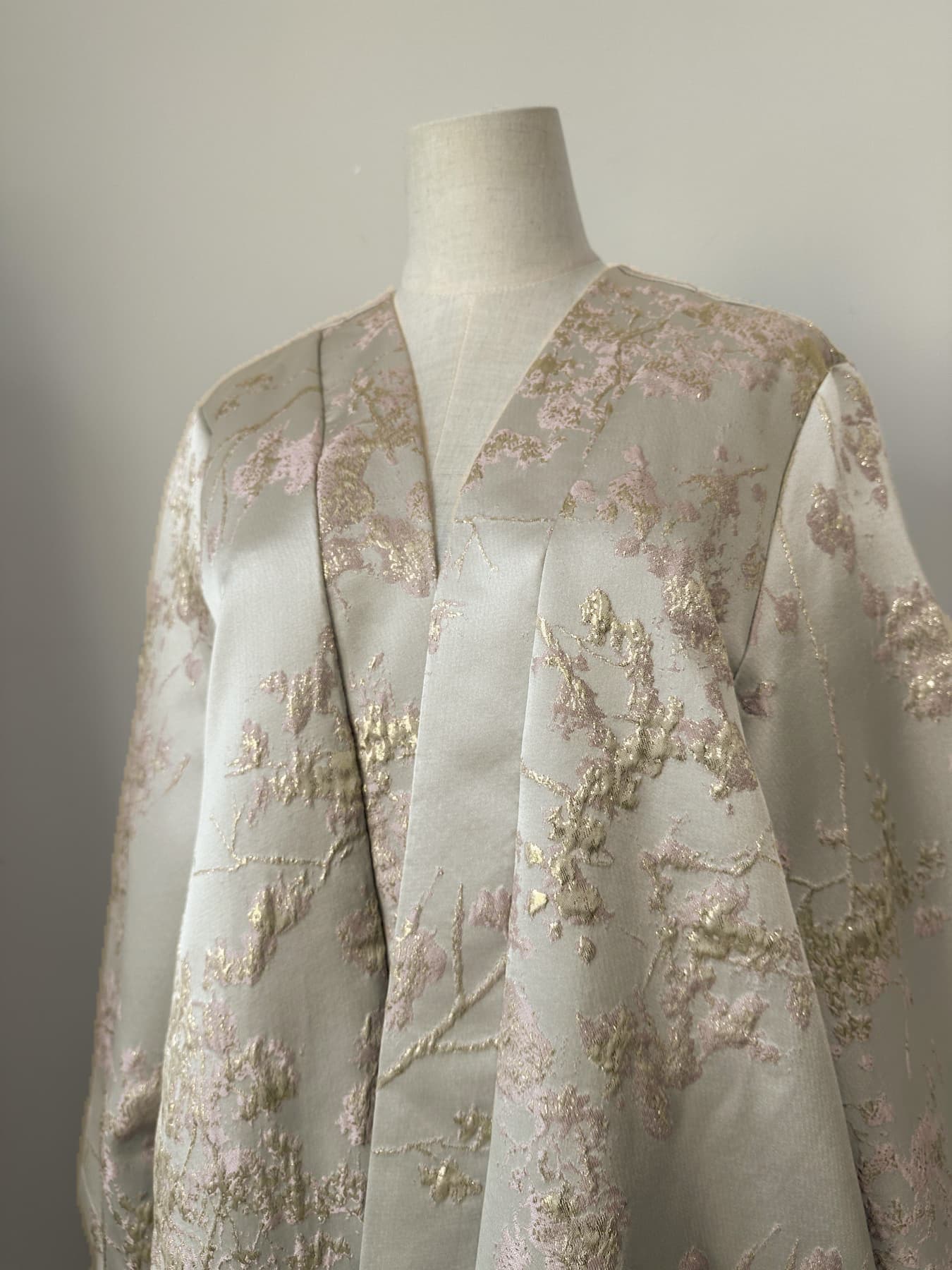 LM178 Robe Abaya Kimono Rose Sakura – Tenue Modeste Brodée pour Aïd & Mariages