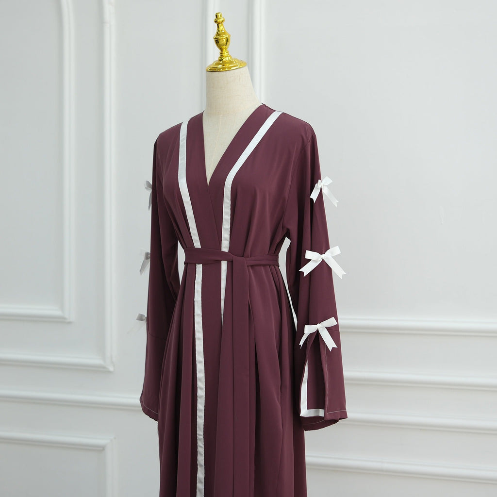 LM316 Cardigan Nœud Élégant - Vêtement Extérieur Modeste Premium