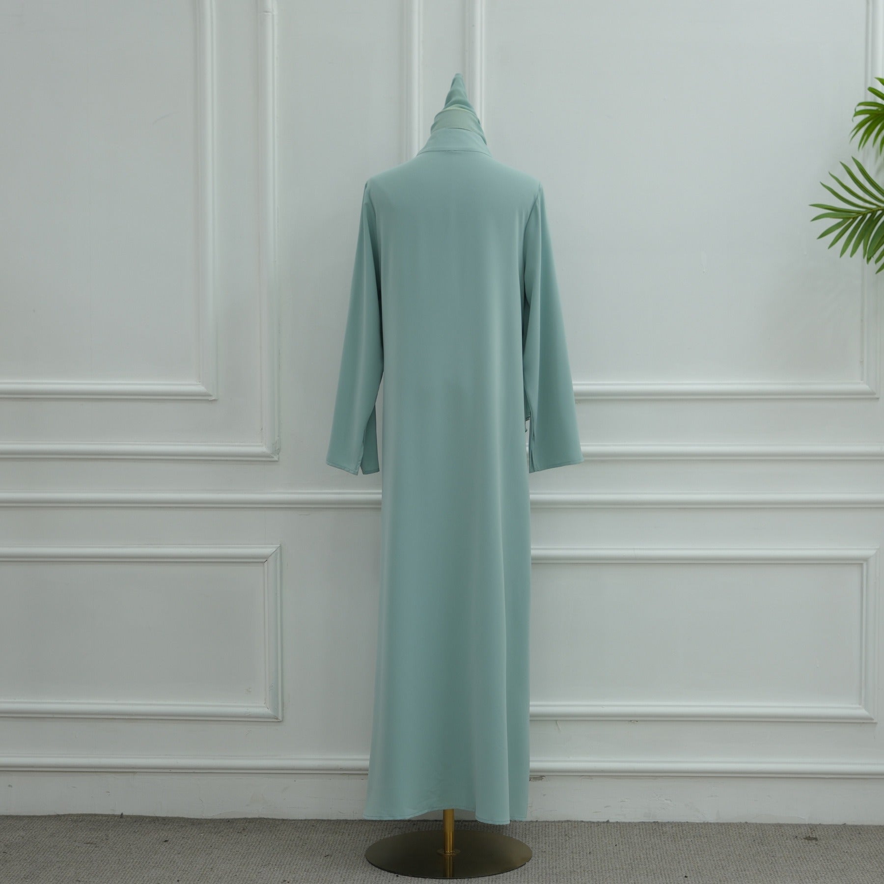 LM312 Cardigan Col Blazer Modeste avec Ensemble Hijab - Abaya 2 Pièces Boutonnée Devant pour Femmes Musulmanes
