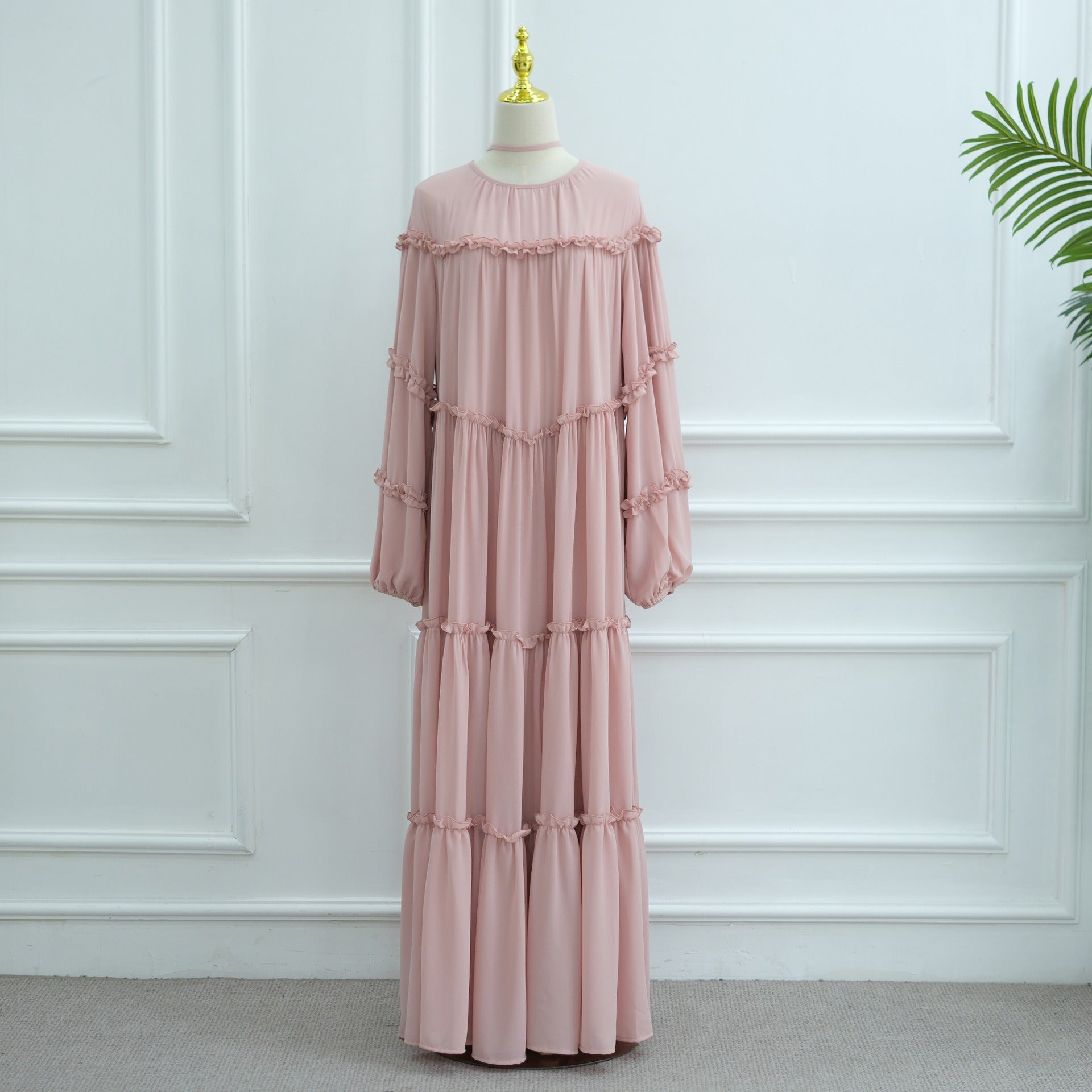 LM318 Robe Abaya Étagée Luxueuse - Mode Modeste Manches Longues