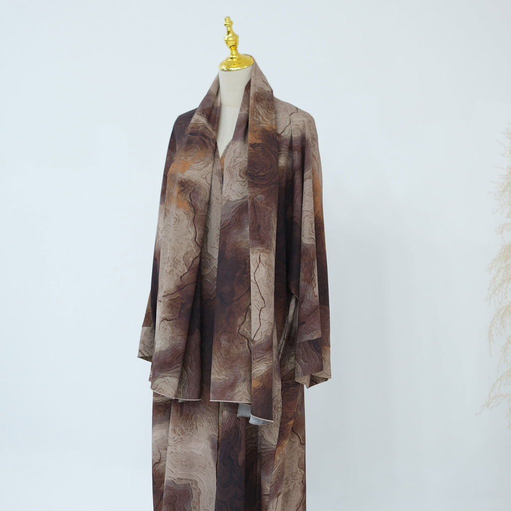 LM317 Ensemble Cardigan Imprimé & Hijab - Mode Modeste 2 Pièces