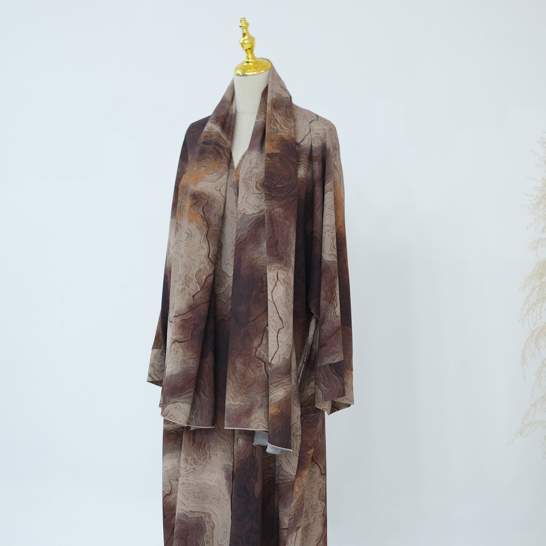 LM317 Ensemble Cardigan Imprimé & Hijab - Mode Modeste 2 Pièces