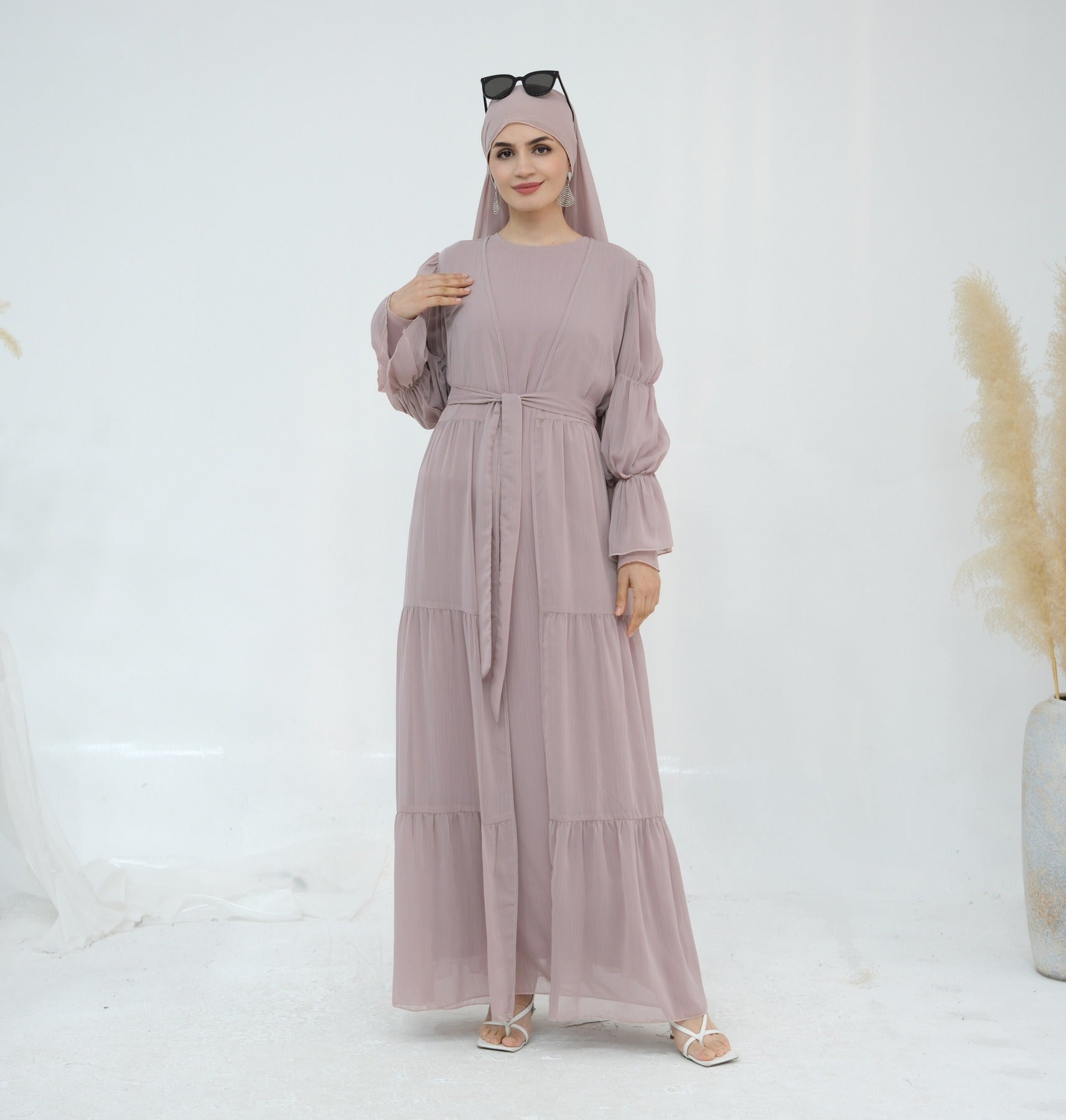 LM323 Ensemble Robe Abaya Musulmane avec Hijab - Mode Islamique Modeste