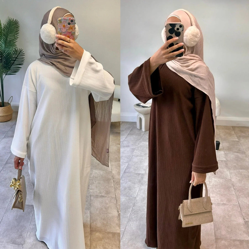 LM092 Robe Abaya Ample pour Femmes – Grande Taille, Manches Ballon, Vêtement Islamique Modeste Longueur Totale