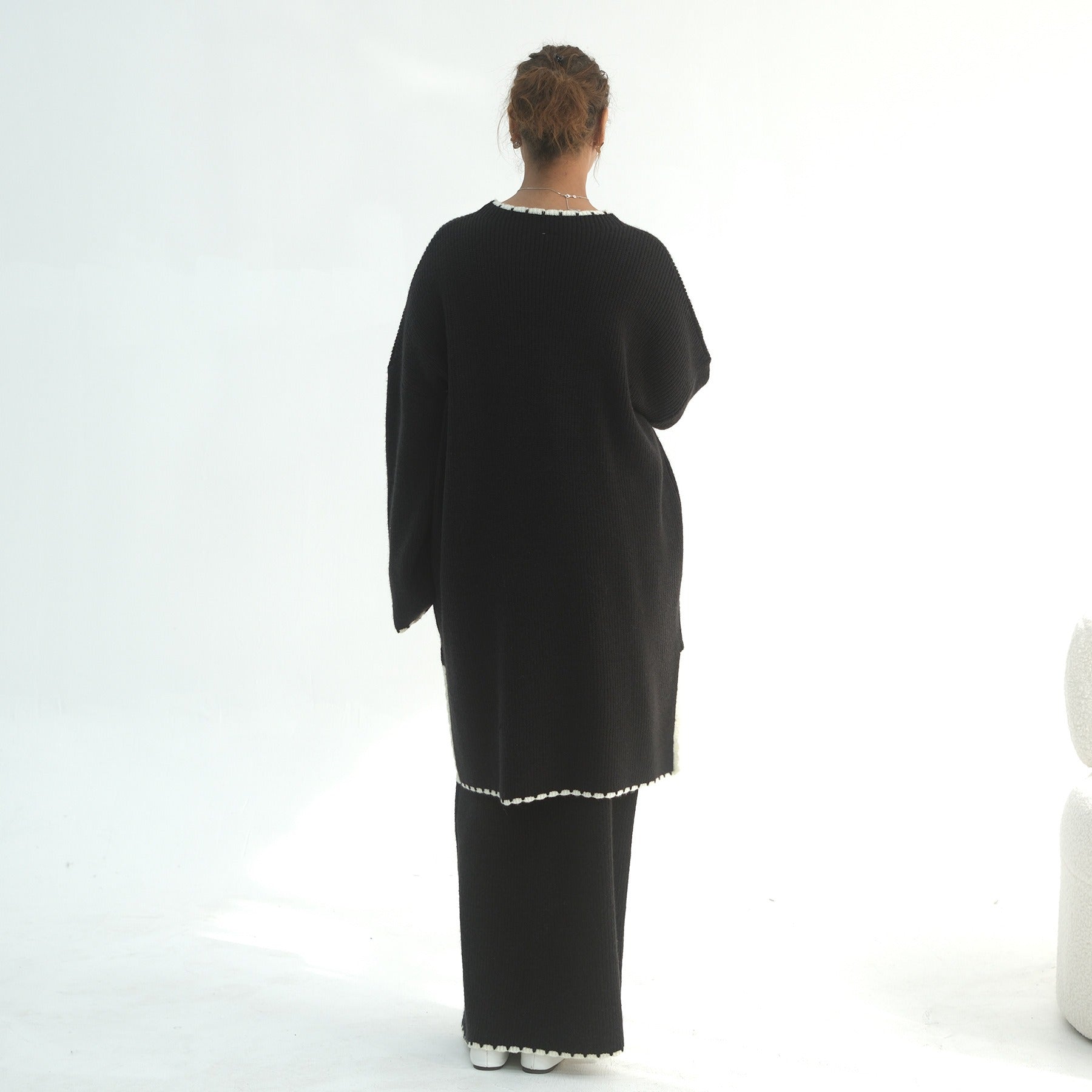 LM325 Ensemble 2 Pièces Tricot Épais Hiver - Mode Modeste Chaude pour Femmes Musulmanes