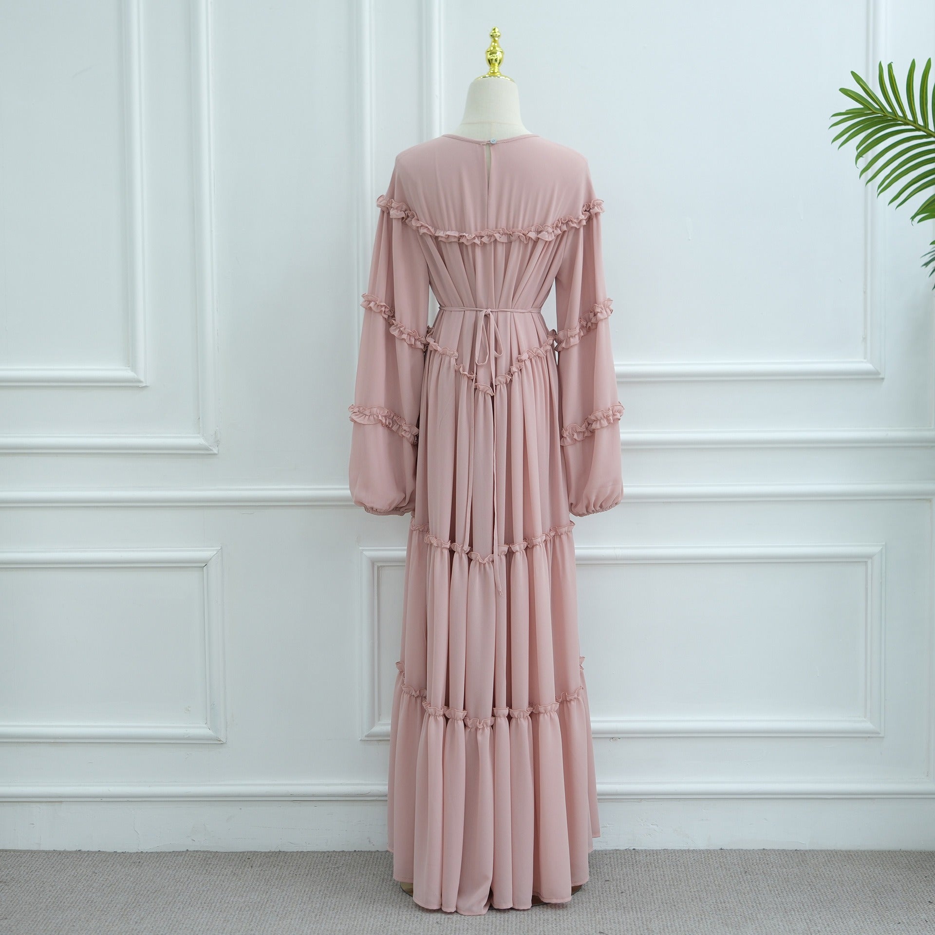 LM318 Robe Abaya Étagée Luxueuse - Mode Modeste Manches Longues