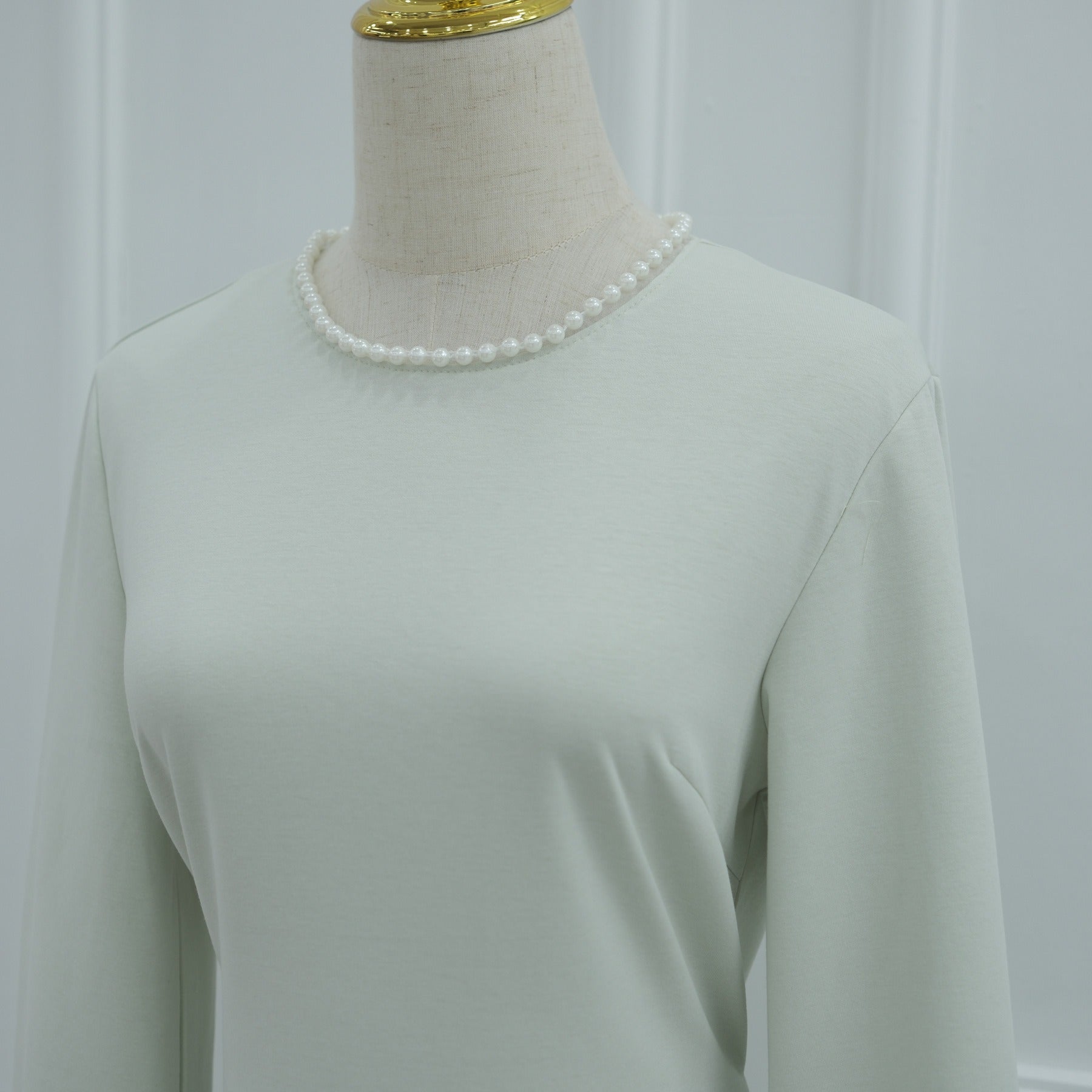 LM320 Ensemble Châle Perlé & Robe Manches Longues - Mode Modeste 2 Pièces