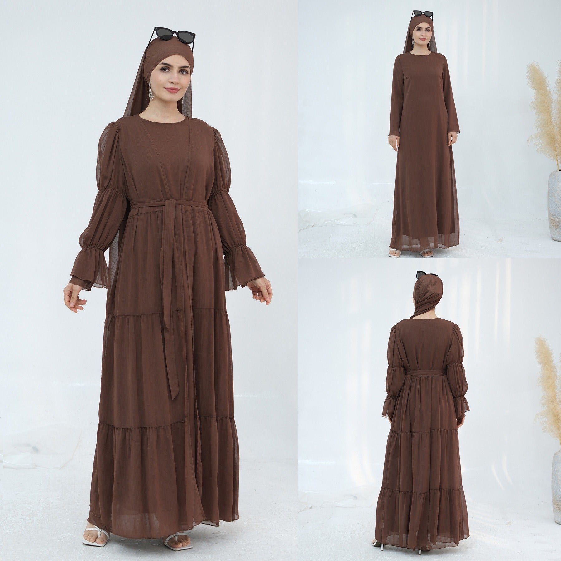 LM323 Ensemble Robe Abaya Musulmane avec Hijab - Mode Islamique Modeste
