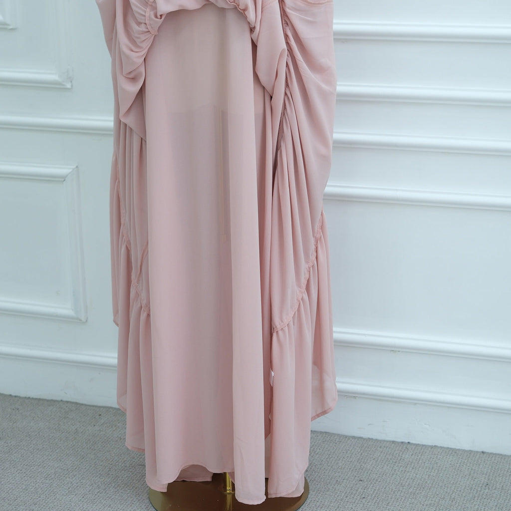 LM318 Robe Abaya Étagée Luxueuse - Mode Modeste Manches Longues