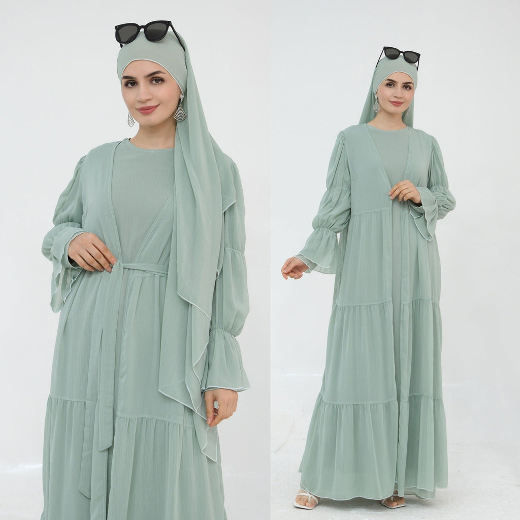 LM323 Ensemble Robe Abaya Musulmane avec Hijab - Mode Islamique Modeste