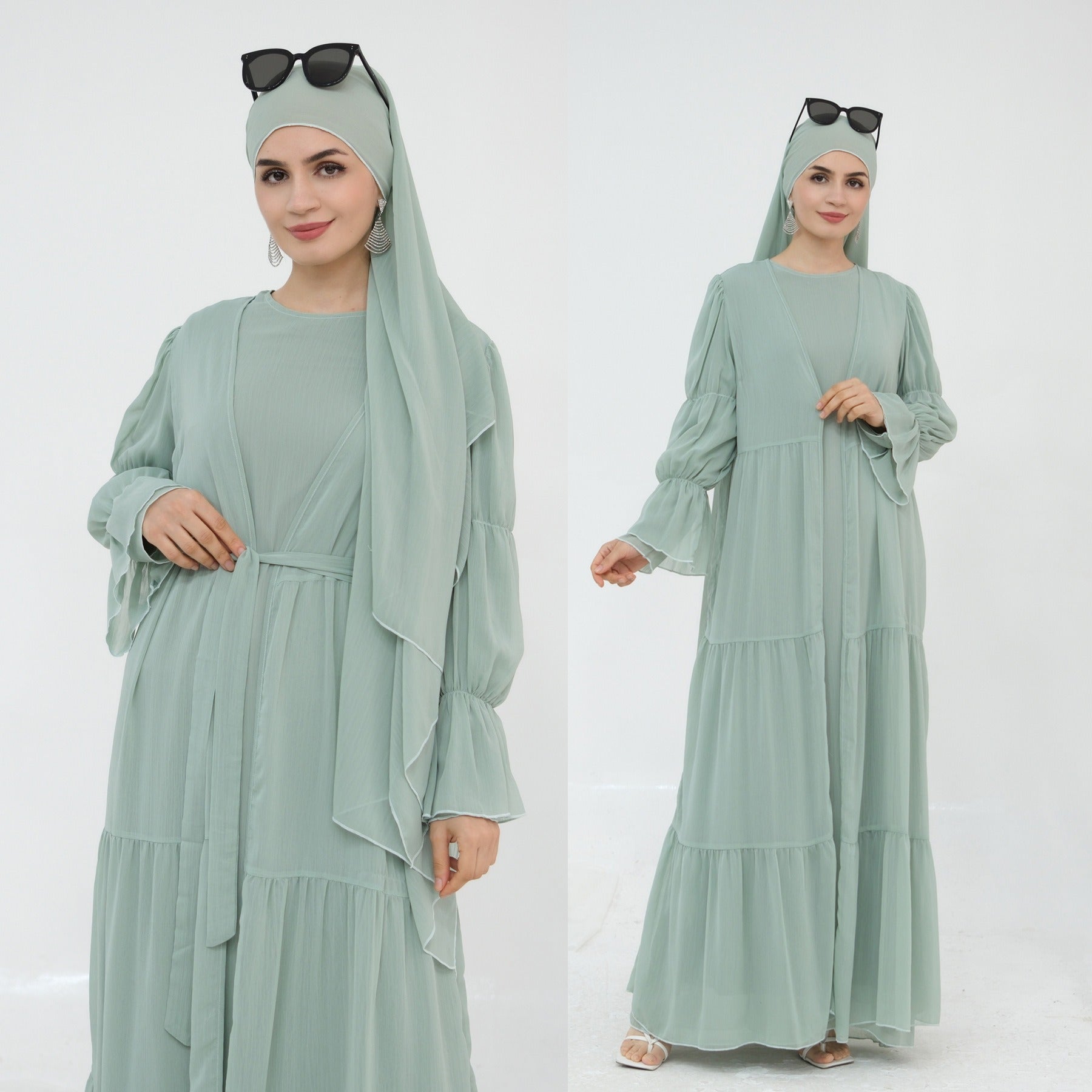 LM323 Ensemble Robe Abaya Musulmane avec Hijab - Mode Islamique Modeste