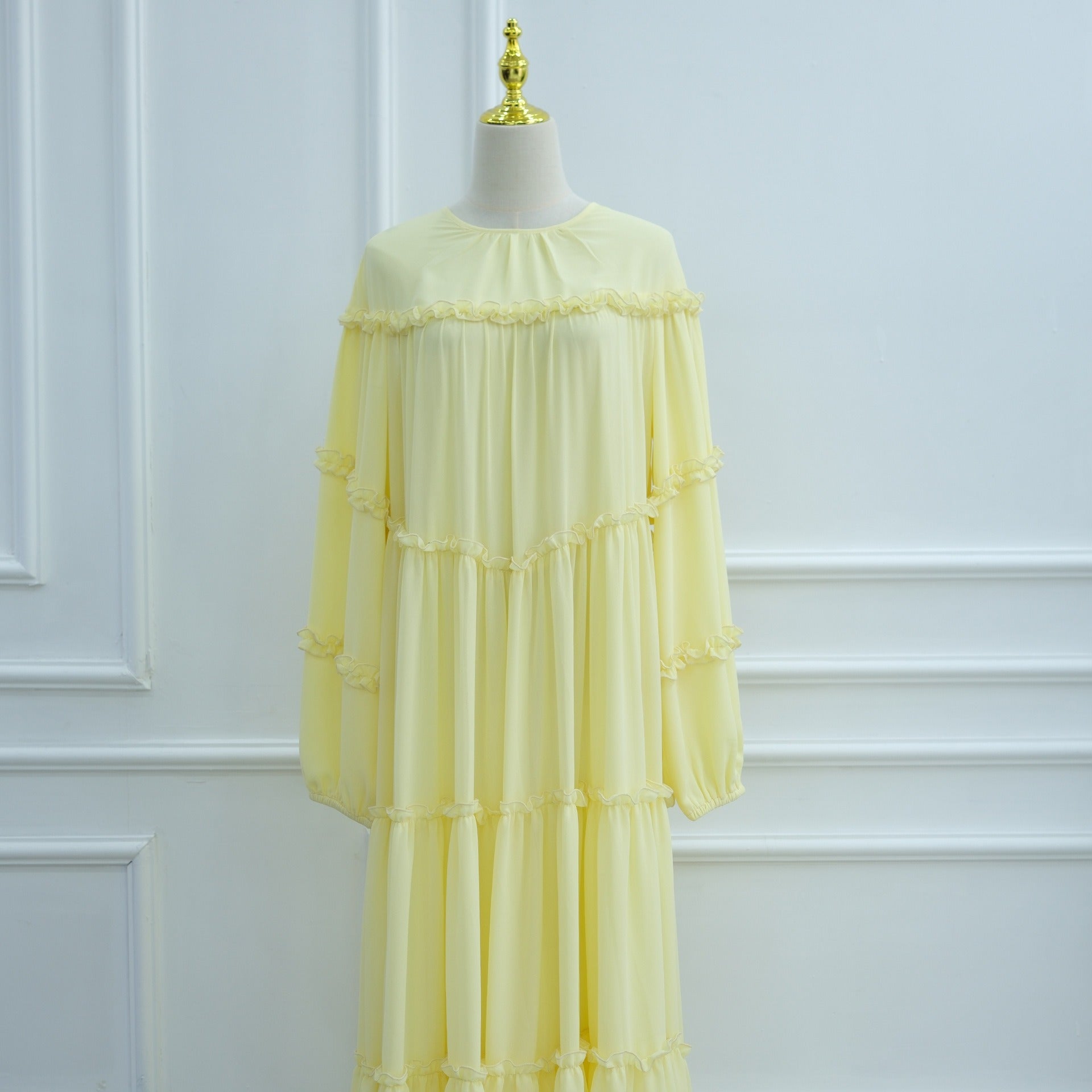 LM318 Robe Abaya Étagée Luxueuse - Mode Modeste Manches Longues