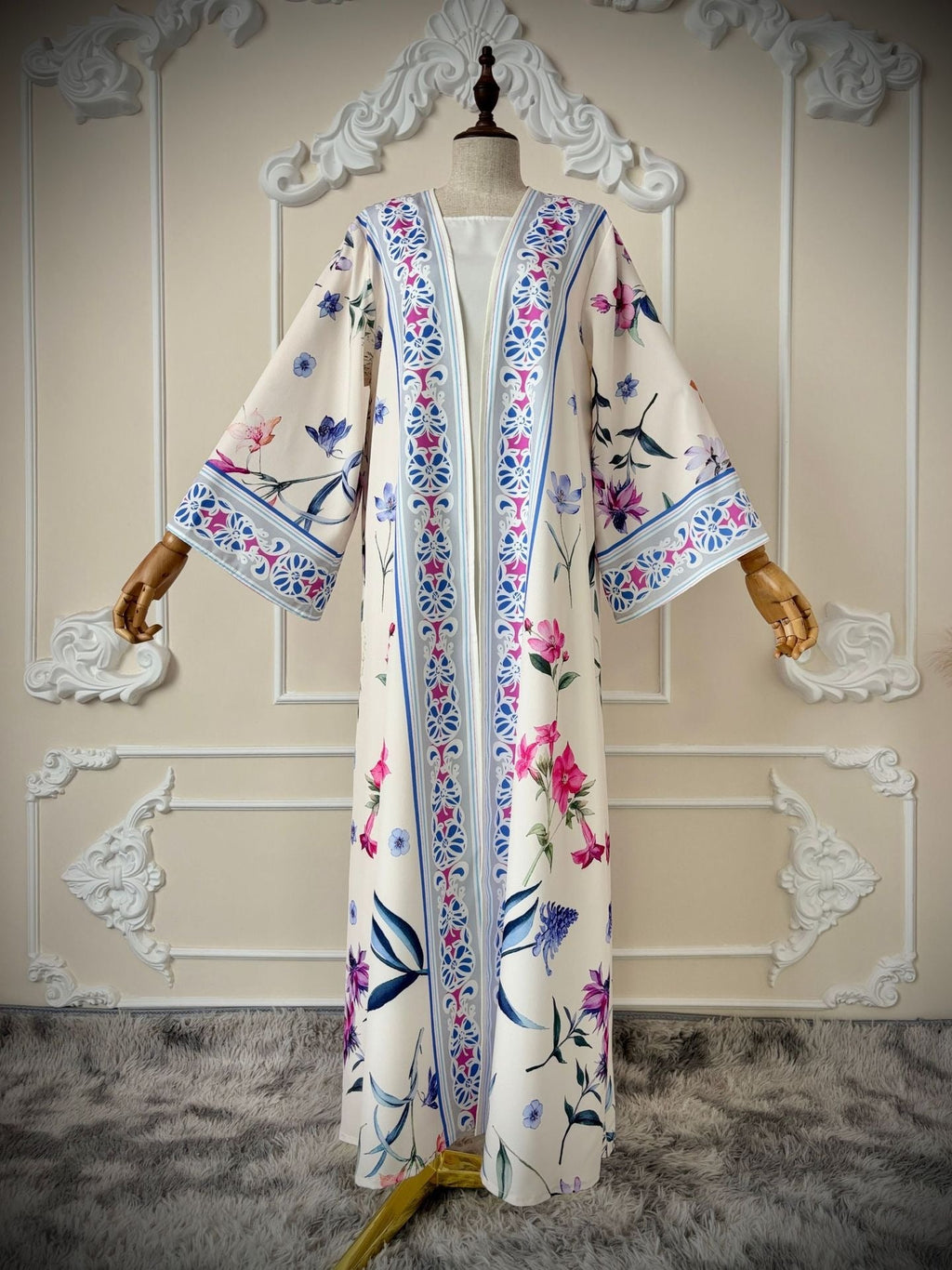LM326 Cardigan Abaya Imprimé avec Hijab - Mode Islamique Modeste Femmes Musulmanes