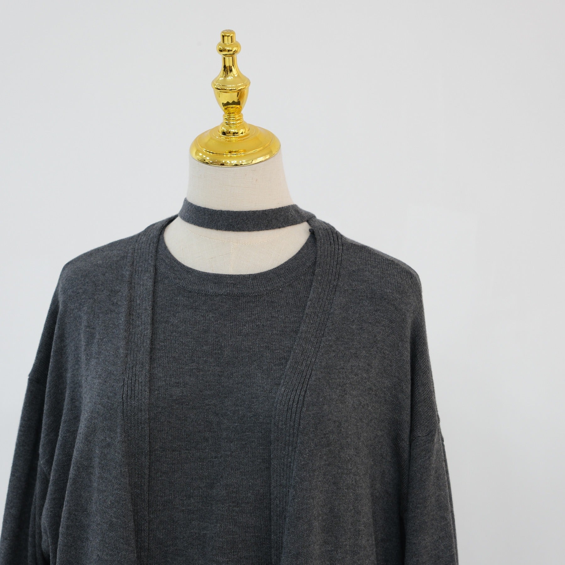 LM321 Ensemble Tricoté 3 Pièces - Jupe, Haut & Cardigan Mode Modeste