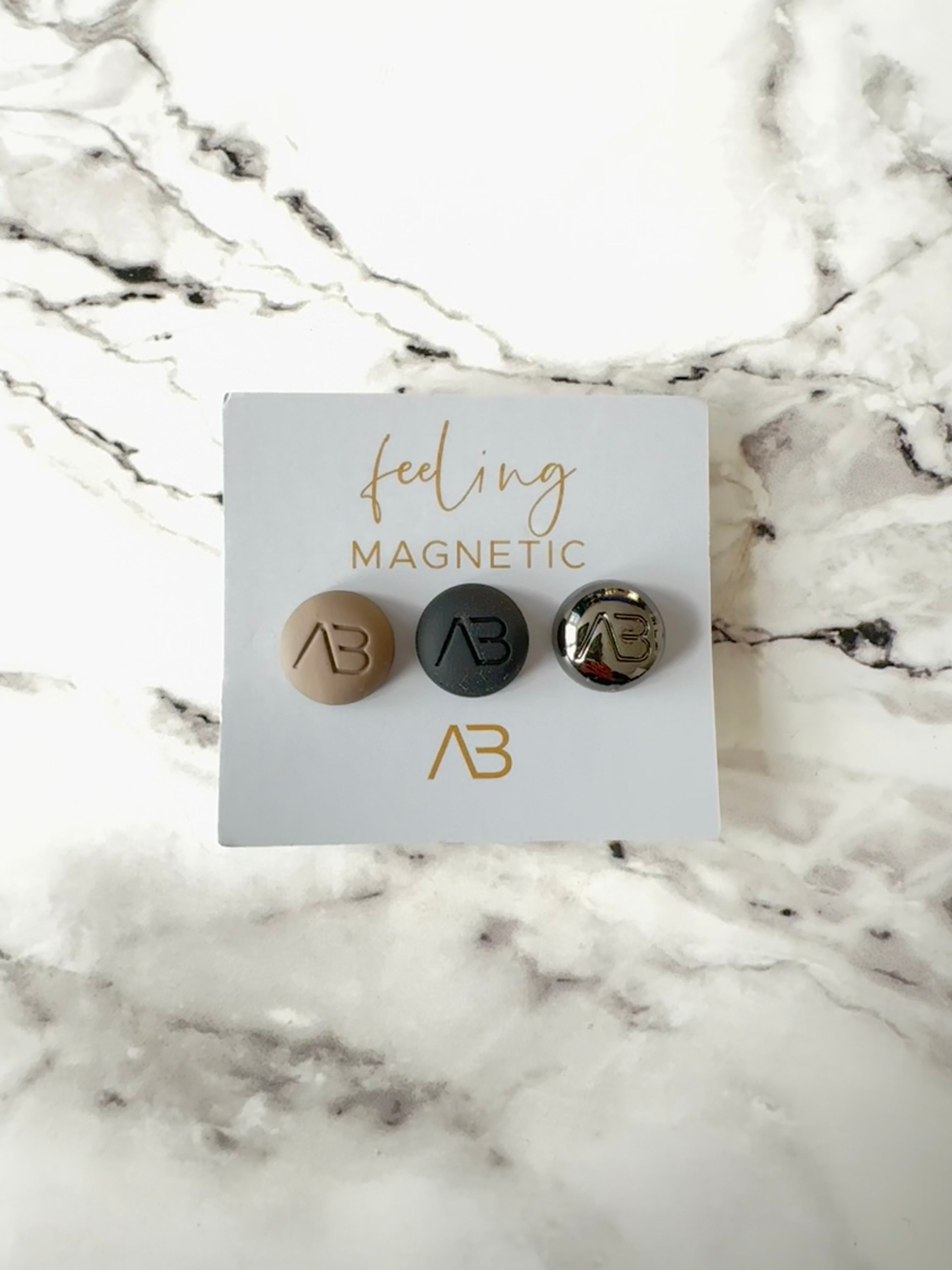 Lot de 3 Aimants Hijab Premium - Caviar, Noir Mat et Nude
