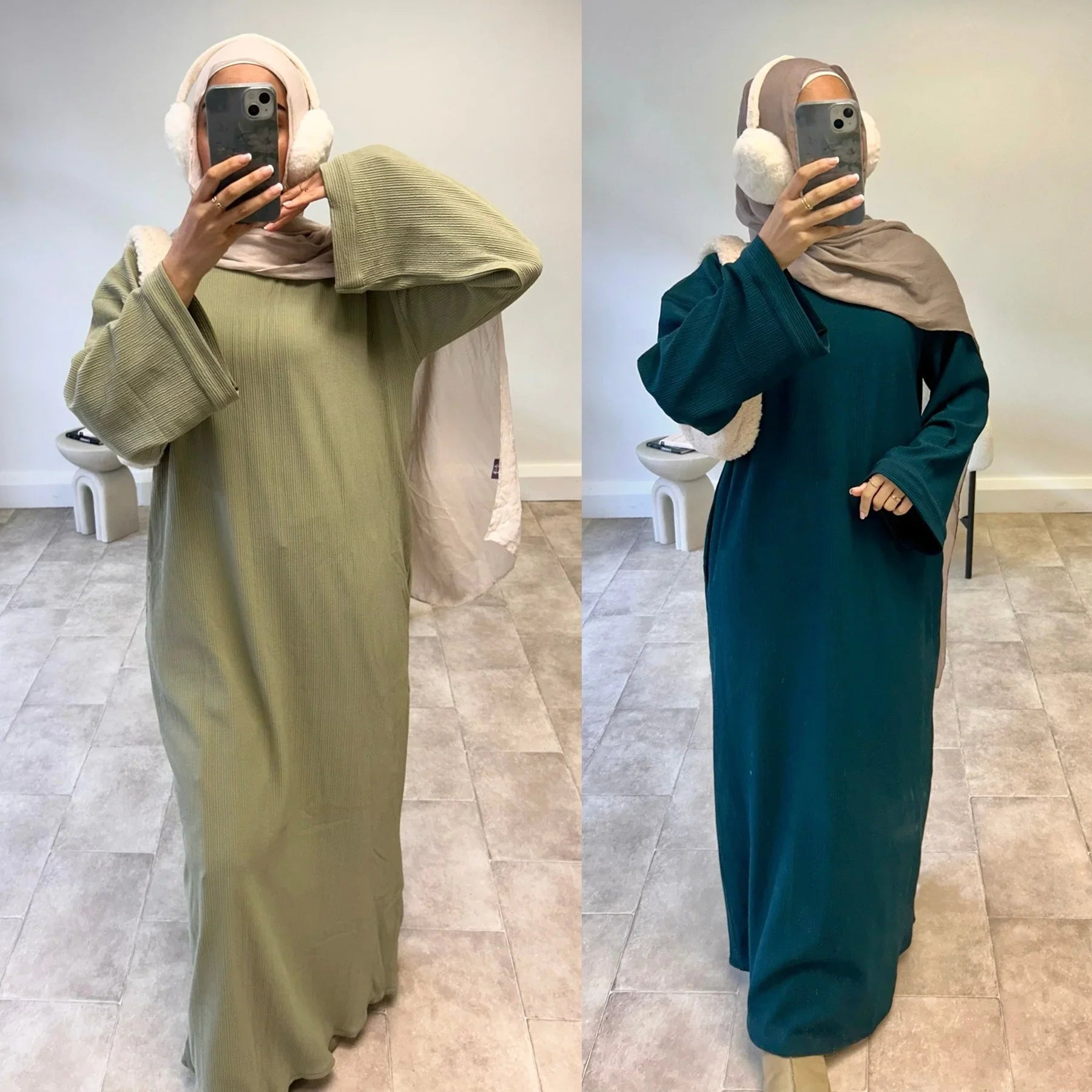 LM092 Robe Abaya Ample pour Femmes – Grande Taille, Manches Ballon, Vêtement Islamique Modeste Longueur Totale
