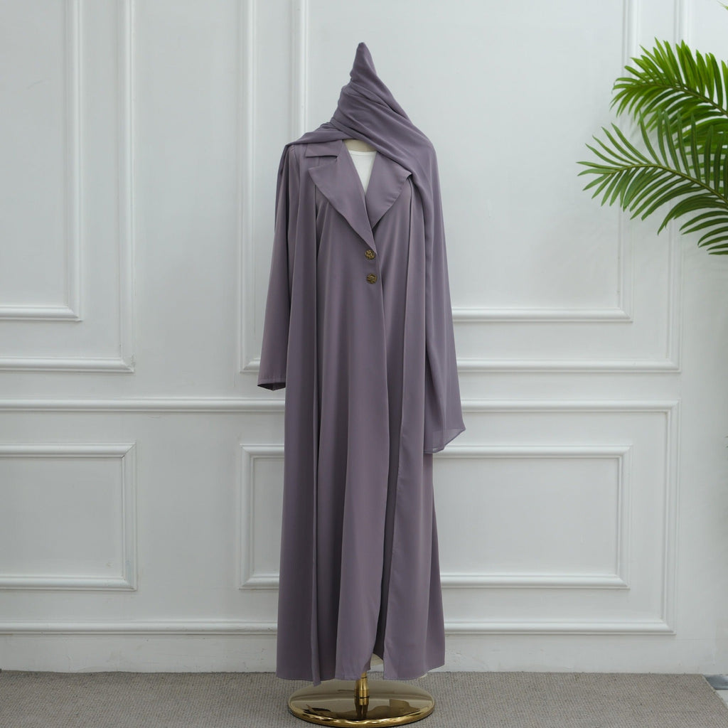 LM313 Cardigan Col Blazer Élégant avec Ensemble Hijab - Tenue Modeste 2 Pièces pour Femmes Musulmanes