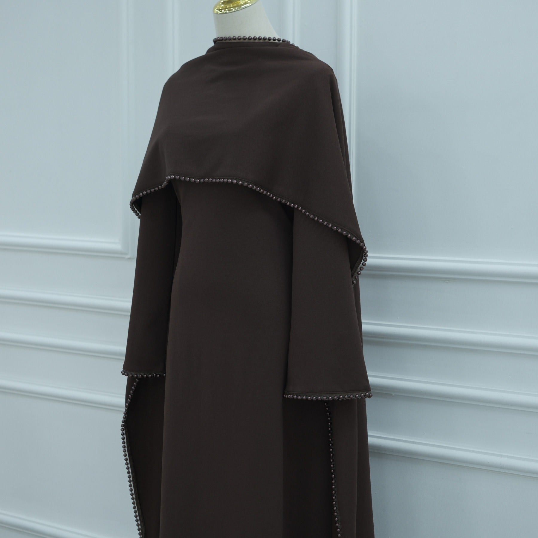 LM320 Ensemble Châle Perlé & Robe Manches Longues - Mode Modeste 2 Pièces
