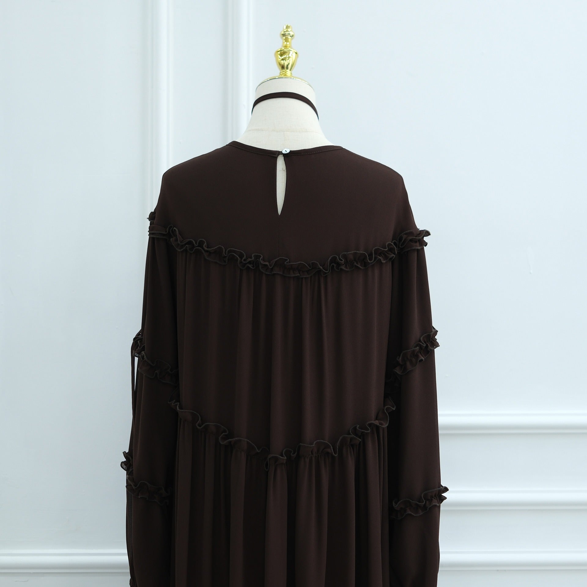 LM318 Robe Abaya Étagée Luxueuse - Mode Modeste Manches Longues