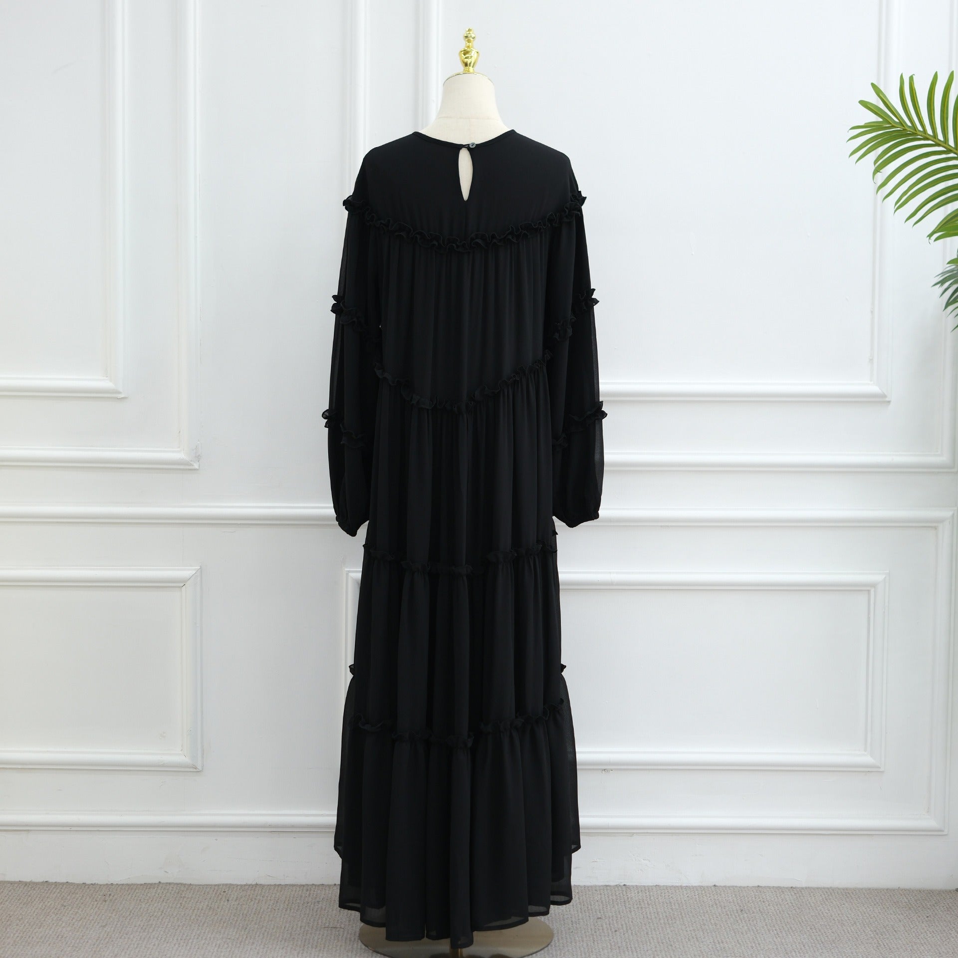 LM318 Robe Abaya Étagée Luxueuse - Mode Modeste Manches Longues