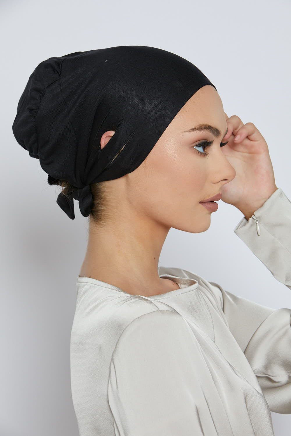 Bonnets Hijab Fente Noués Derrière