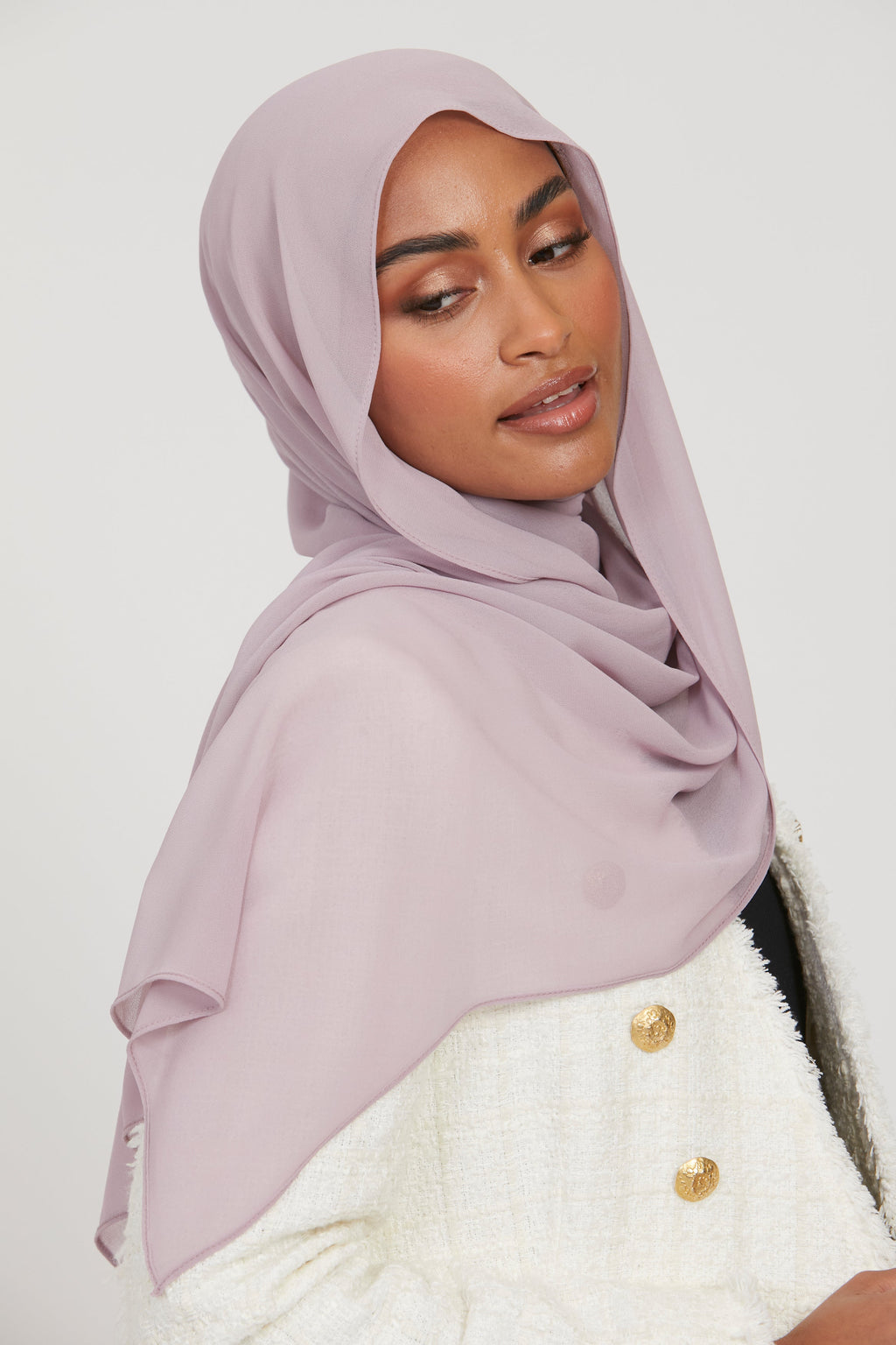 Hijab Georgette Mousseline Premium - Vison Lilas
