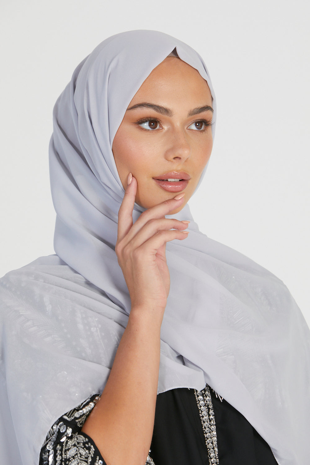 MAXI Hijab Georgette Luxe - Gris Clair