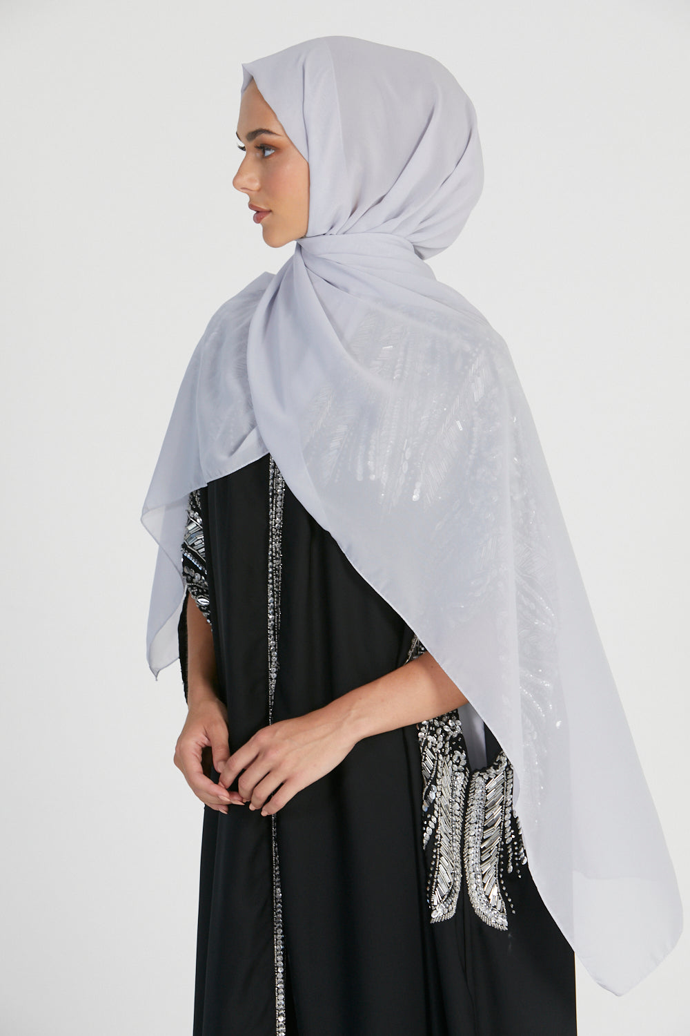 MAXI Hijab Georgette Luxe - Gris Clair