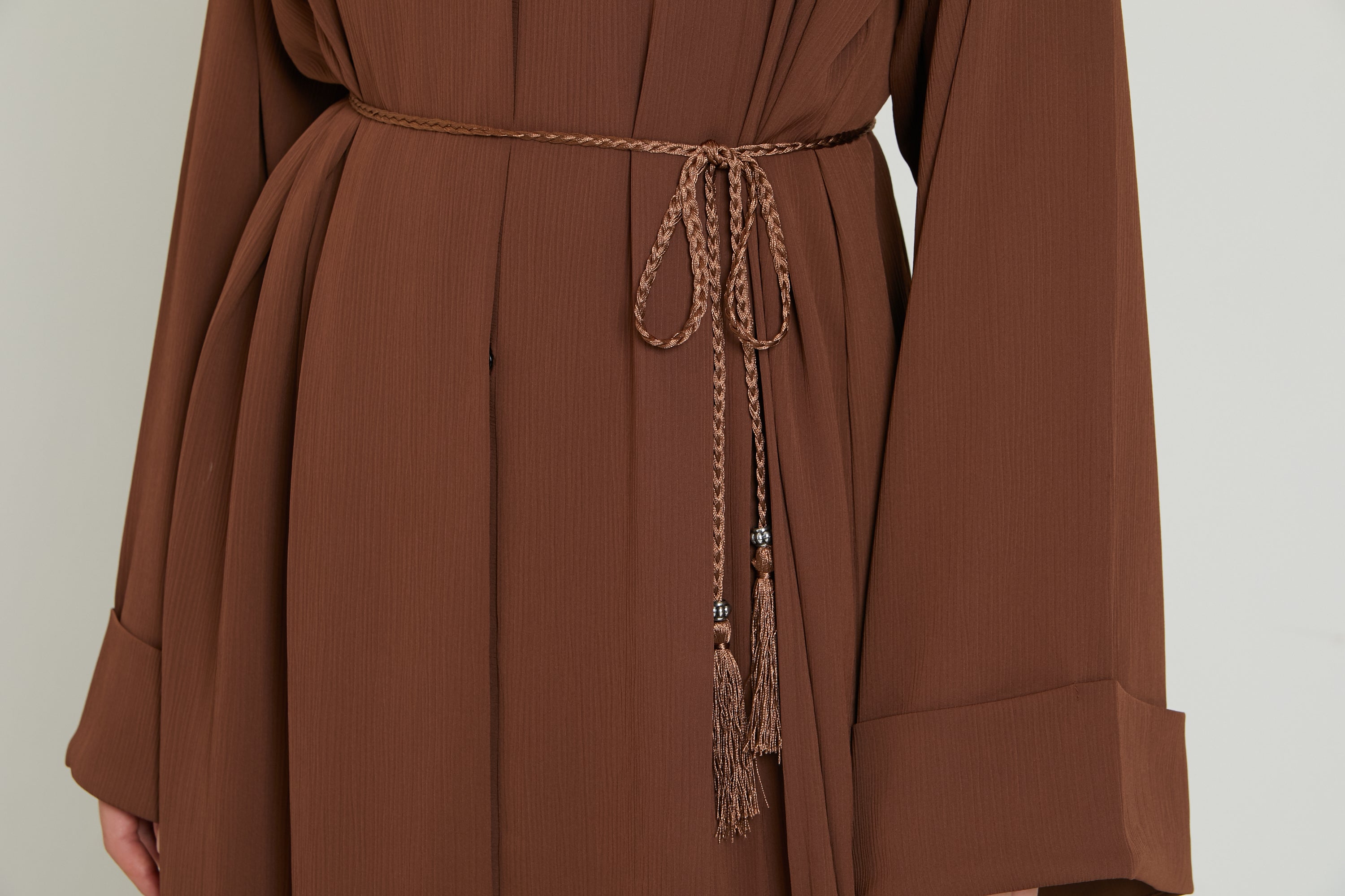 Ceinture Corde Tressée à Glands Slim - Cannelle Épicée