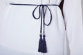 Ceinture Corde Tressée à Glands Slim - Marine