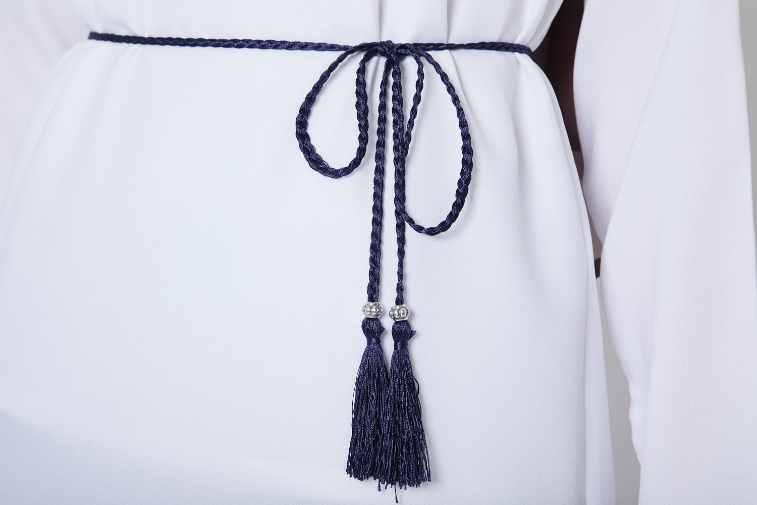Ceinture Corde Tressée à Glands Slim - Marine