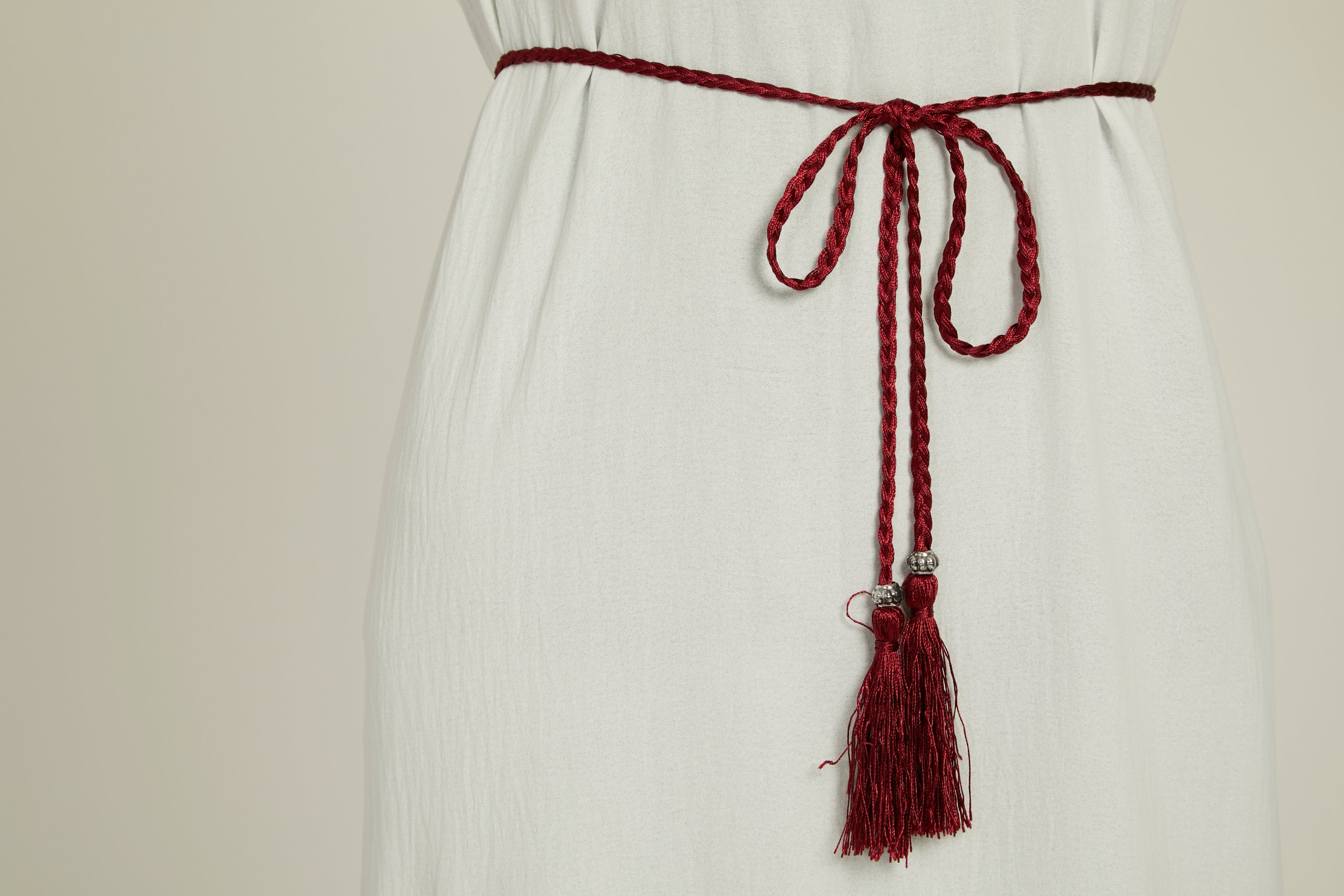Ceinture Corde Tressée à Glands Slim - Bordeaux