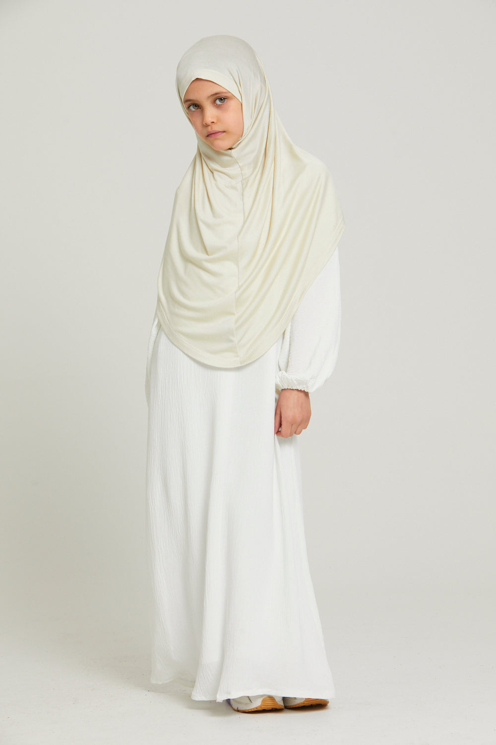 Khimar Jersey Premium Filles Junior - Blanc Cassé