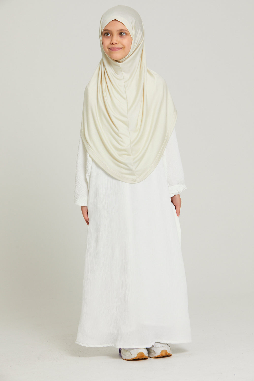 Khimar Jersey Premium Filles Junior - Blanc Cassé