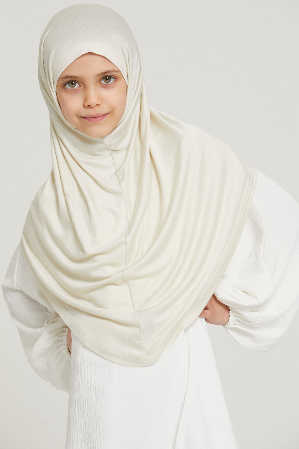 Khimar Jersey Premium Filles Junior - Blanc Cassé