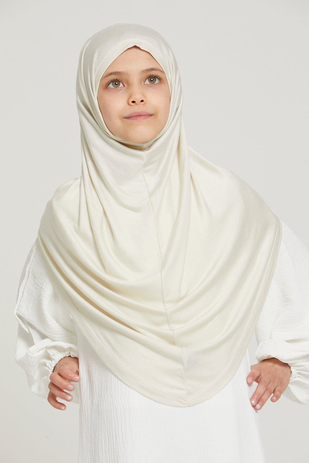 Khimar Jersey Premium Filles Junior - Blanc Cassé